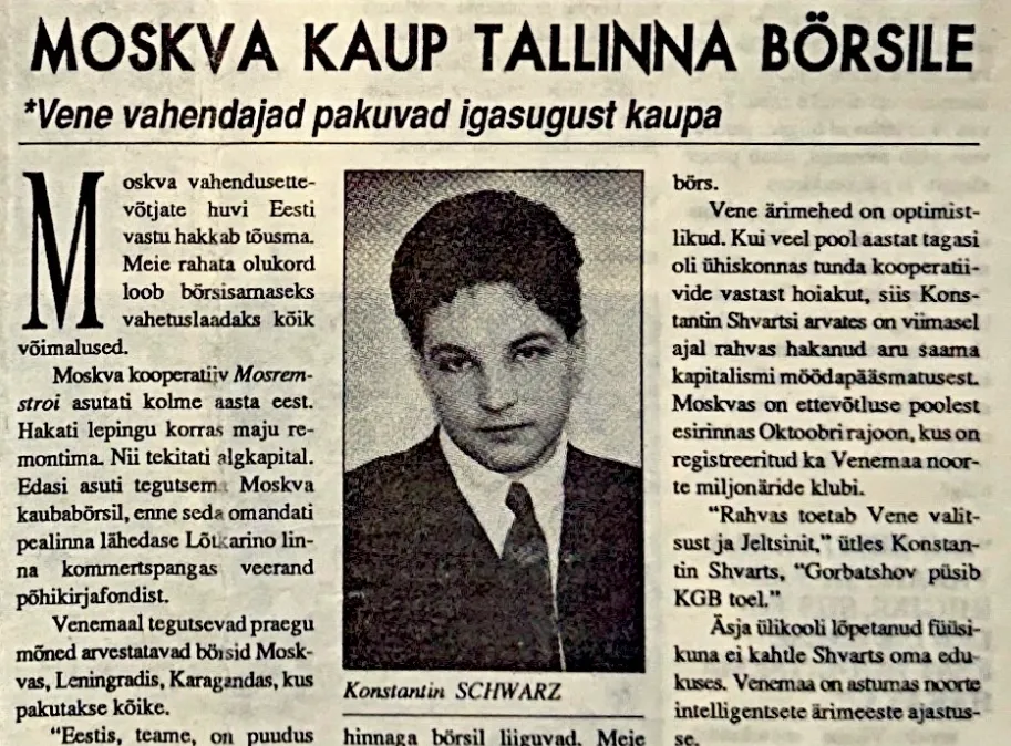 In the Early Days of Capitalism: A 1990s Glimpse at Konstantin Shvarts in Tallinn Press